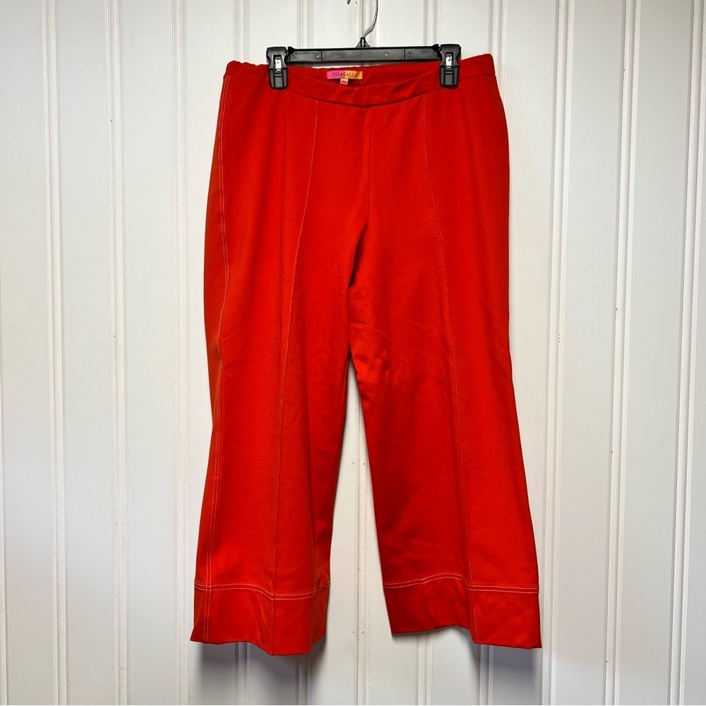 Vilagallo Bright Red/Orange Wide-Leg Cropped Pants – Size 44 (US ~12)